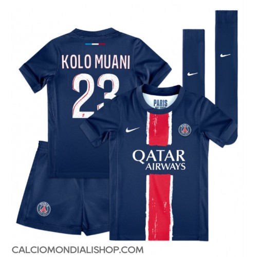 Maglie da calcio Paris Saint-Germain Randal Kolo Muani #23 Prima Maglia Bambino 2024-25 Manica Corta (+ Pantaloni corti)